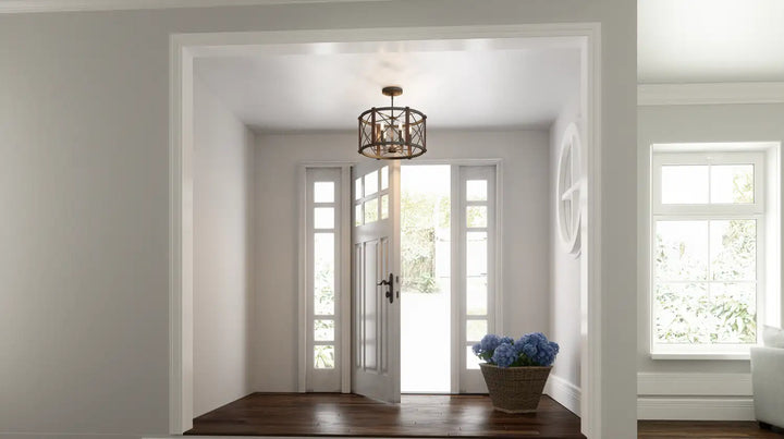 QUOIZEL, BARON SEMI-FLUSH MOUNT, SEMI FLUSH MOUNT LIGHT