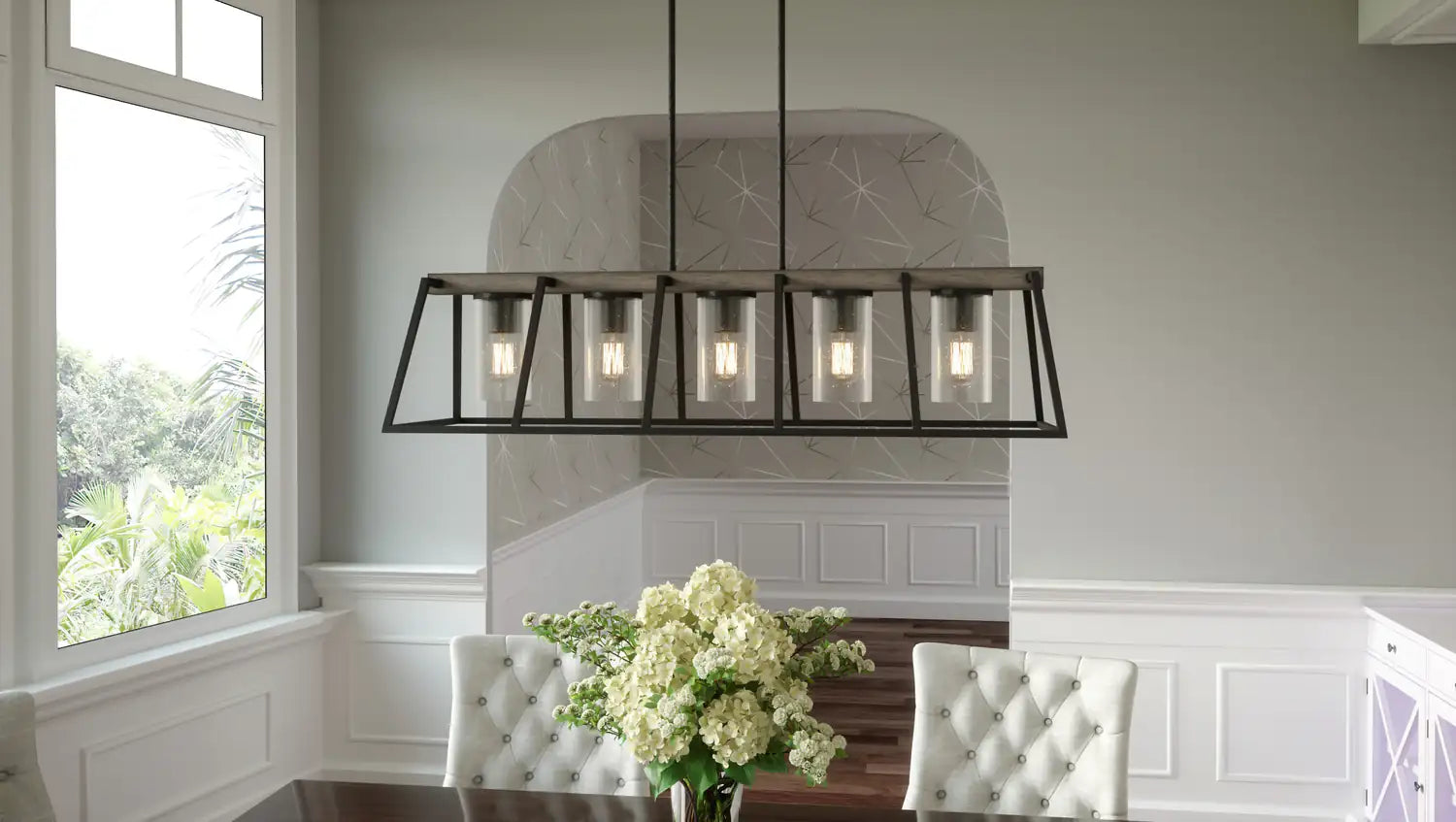 QUOIZEL, BROCKTON ISLAND CHANDELIER, LINEAR LIGHT