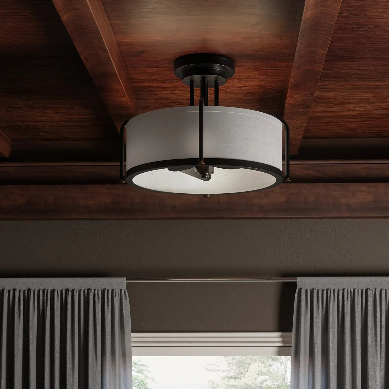 QUOIZEL, CALVARY FANDELIER, SEMI FLUSH MOUNT LIGHT