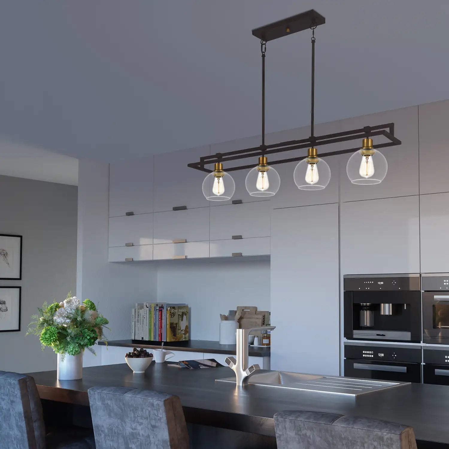 QUOIZEL, DOBBS ISLAND CHANDELIER, LINEAR LIGHT