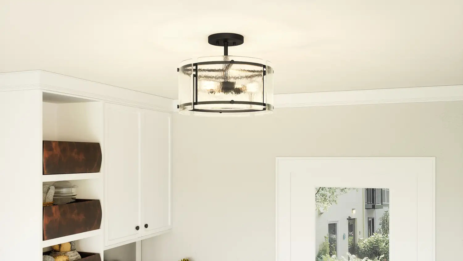 QUOIZEL, FORTRESS SEMI-FLUSH MOUNT, SEMI FLUSH MOUNT LIGHT