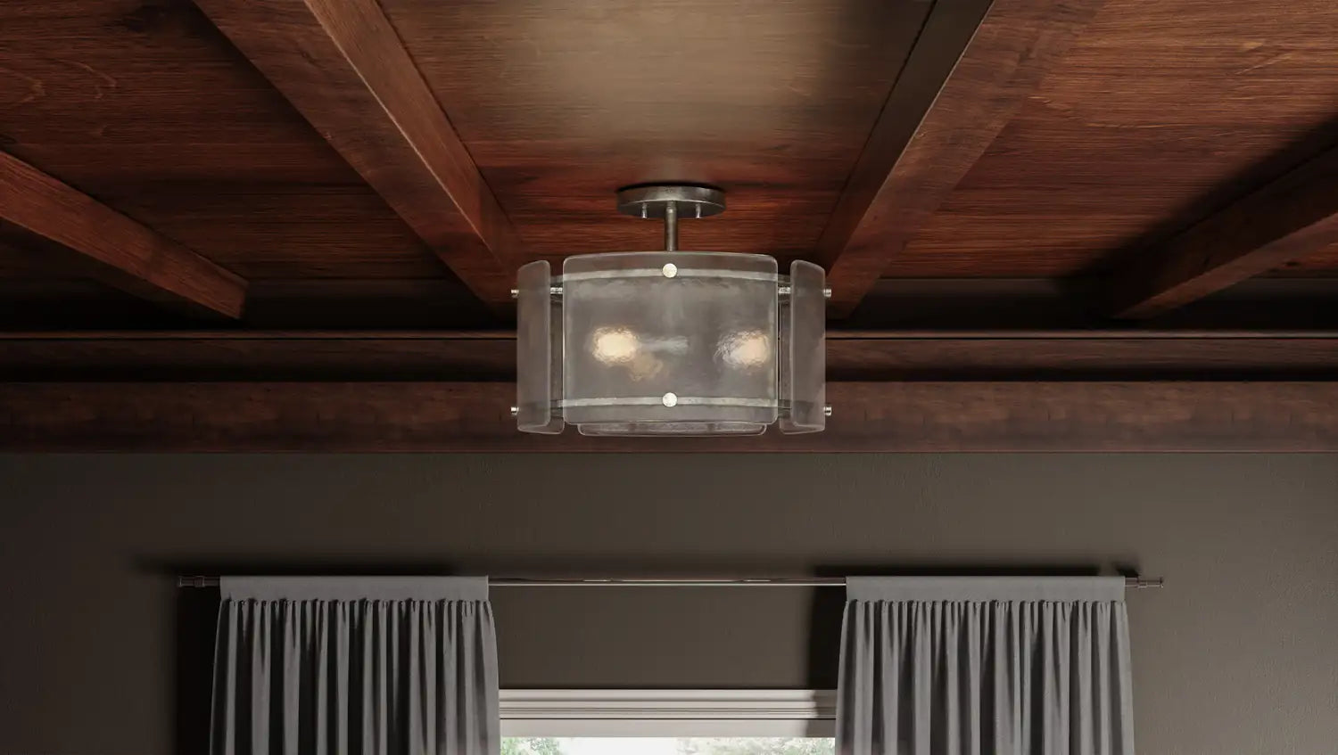 QUOIZEL, FORTRESS SEMI-FLUSH MOUNT, SEMI FLUSH MOUNT LIGHT