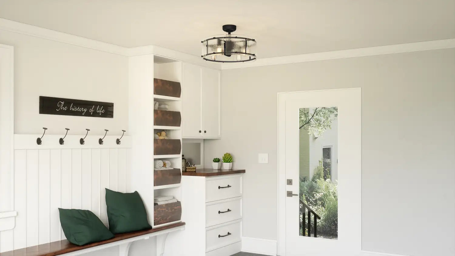 QUOIZEL, FORTRESS FANDELIER, SEMI FLUSH MOUNT LIGHT