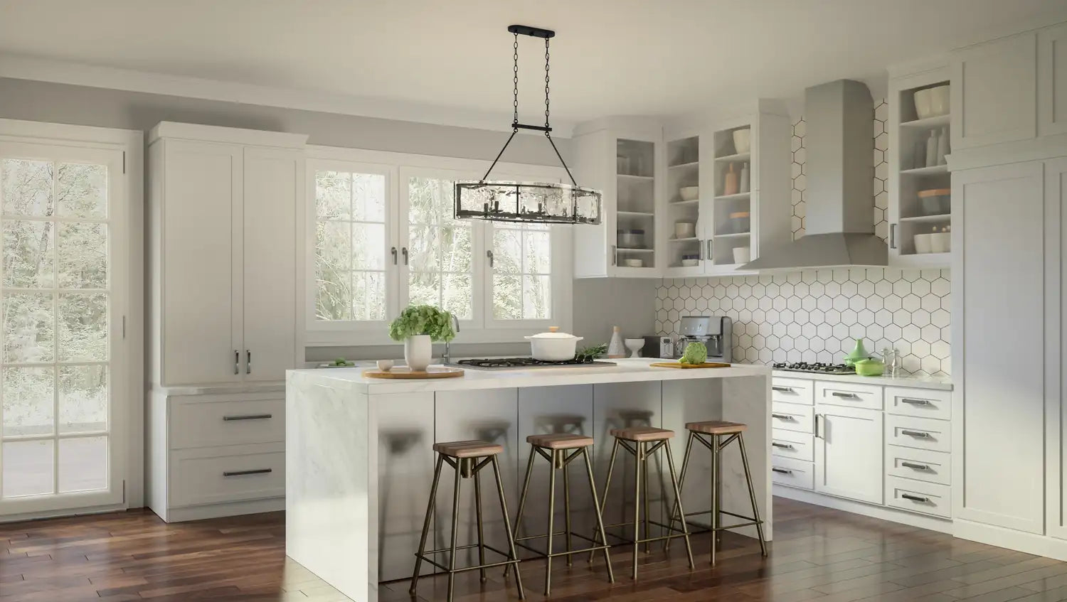 QUOIZEL, FORTRESS ISLAND CHANDELIER, LINEAR LIGHT