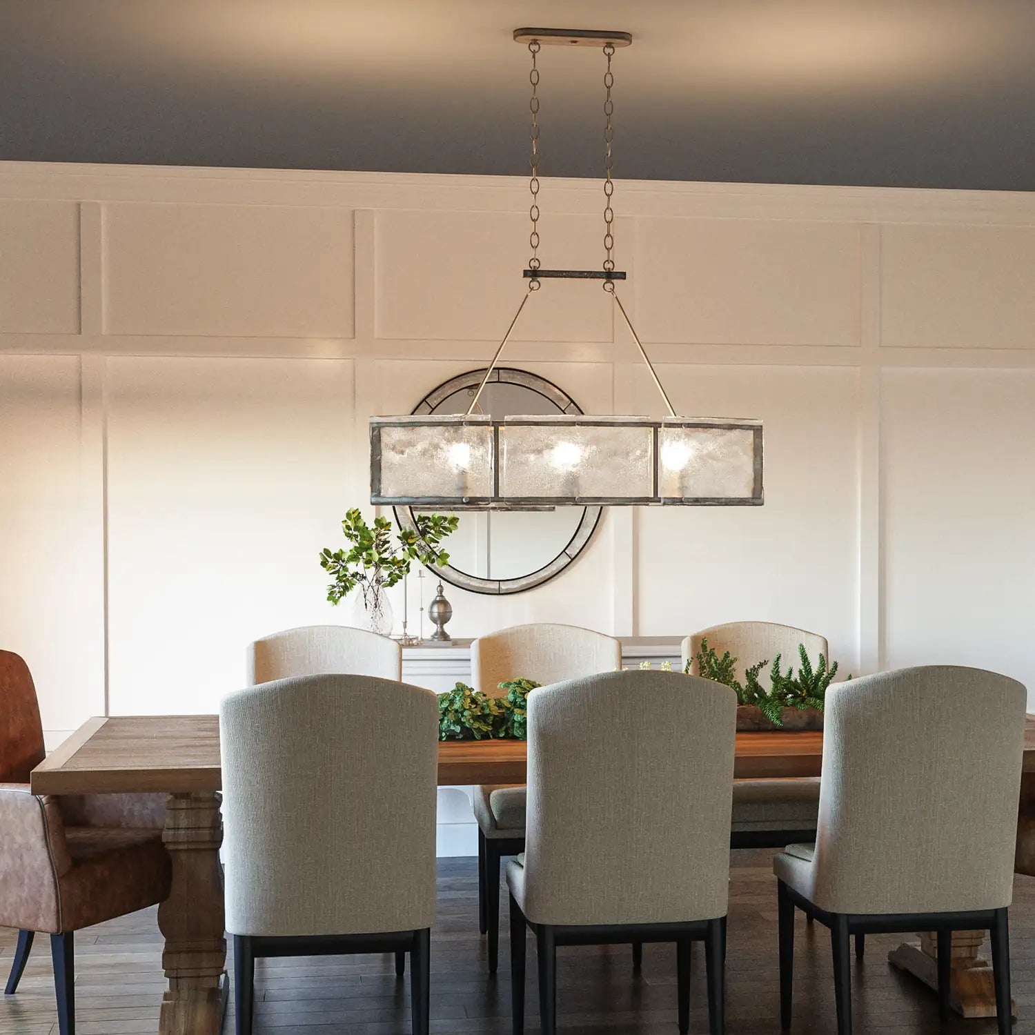 QUOIZEL, FORTRESS ISLAND CHANDELIER, LINEAR LIGHT