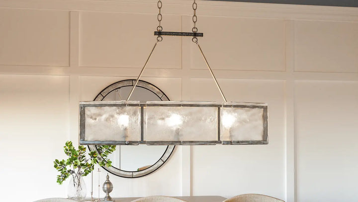 QUOIZEL, FORTRESS ISLAND CHANDELIER, LINEAR LIGHT