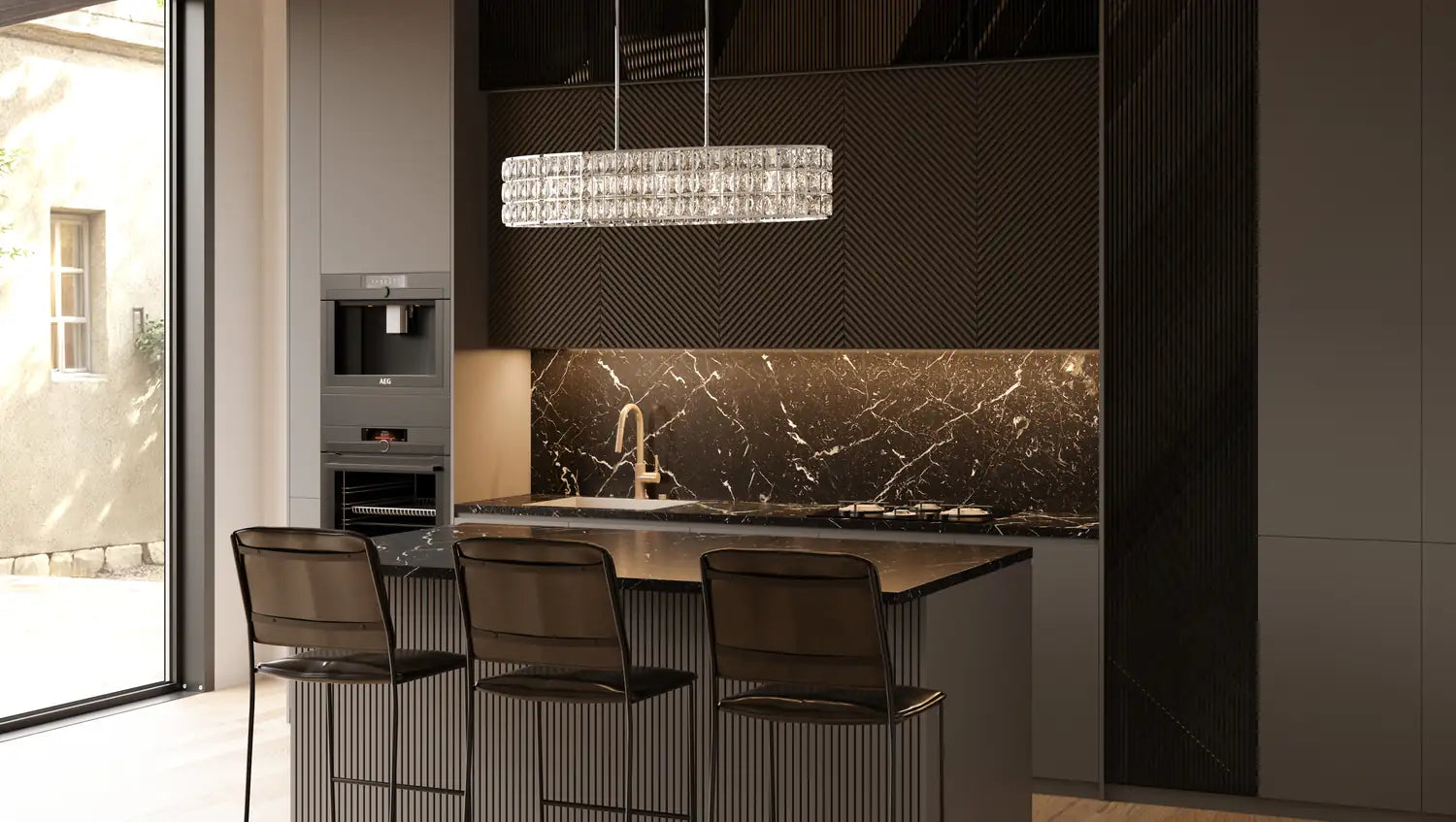 QUOIZEL, GIBSON ISLAND CHANDELIER, LINEAR LIGHT