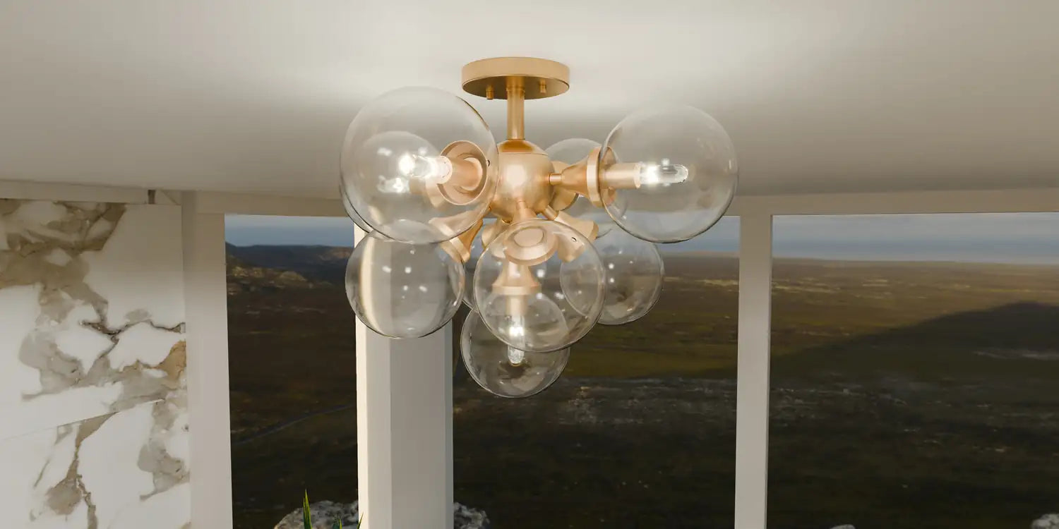 QUOIZEL, GLINDA SEMI-FLUSH MOUNT, SEMI FLUSH MOUNT LIGHT
