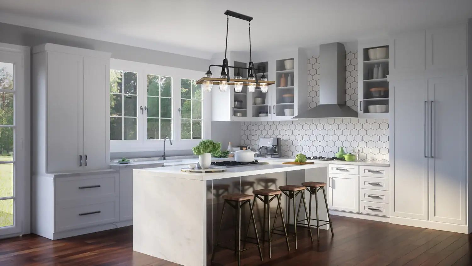 QUOIZEL, GUILFORD ISLAND CHANDELIER, LINEAR LIGHT