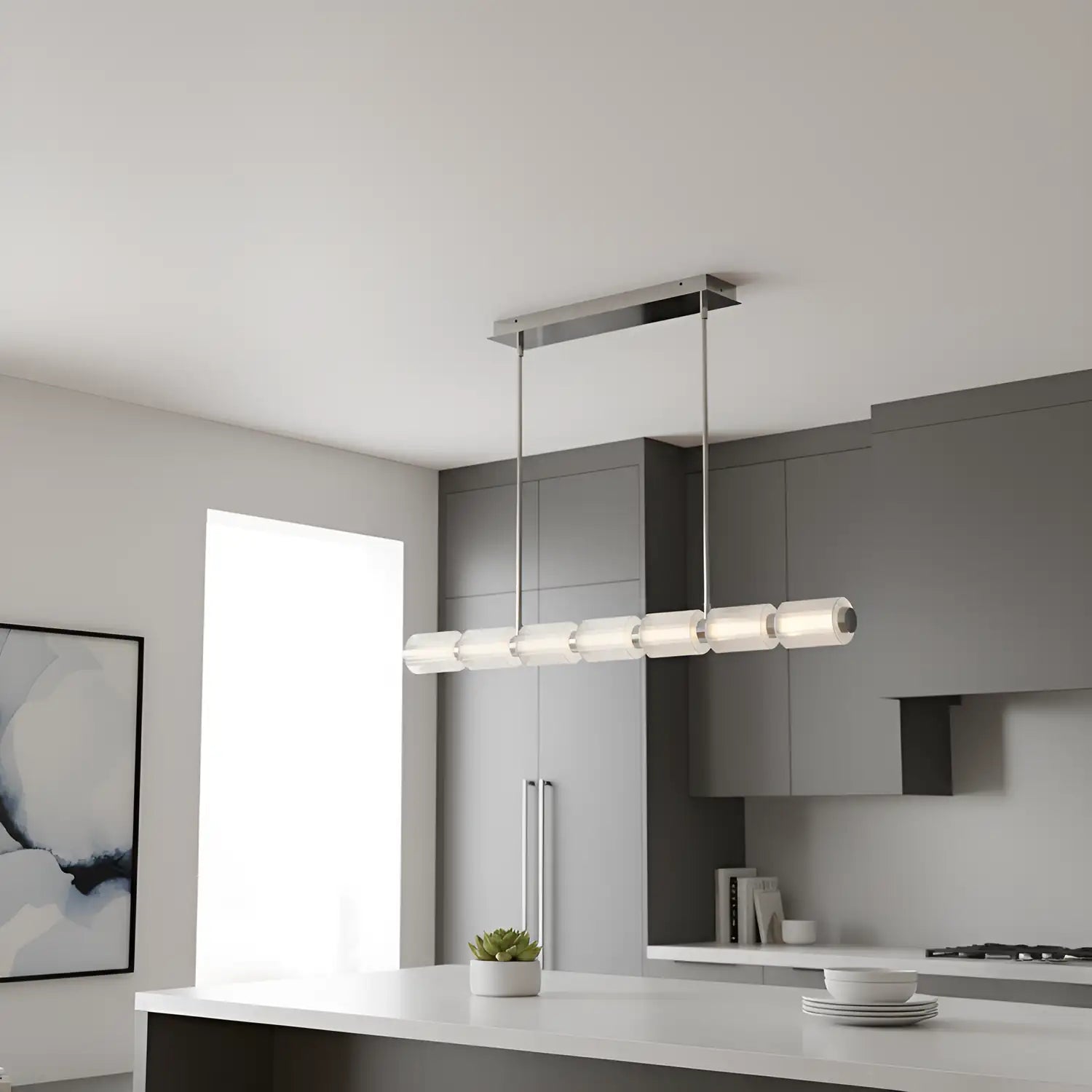 QUOIZEL, TURNER ISLAND CHANDELIER, LINEAR LIGHT