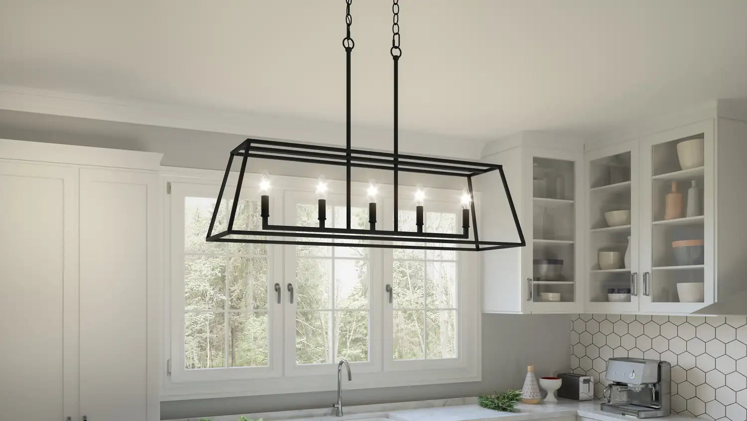 QUOIZEL, PRESCOTT ISLAND CHANDELIER, LINEAR LIGHT
