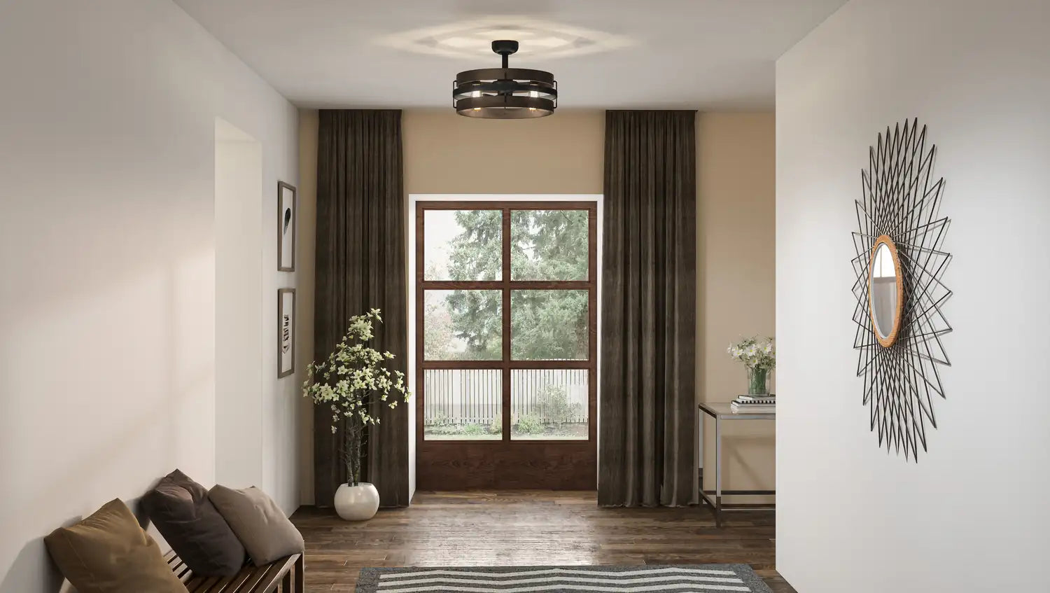 QUOIZEL, QUOIZEL FANDELIER, SEMI FLUSH MOUNT LIGHT