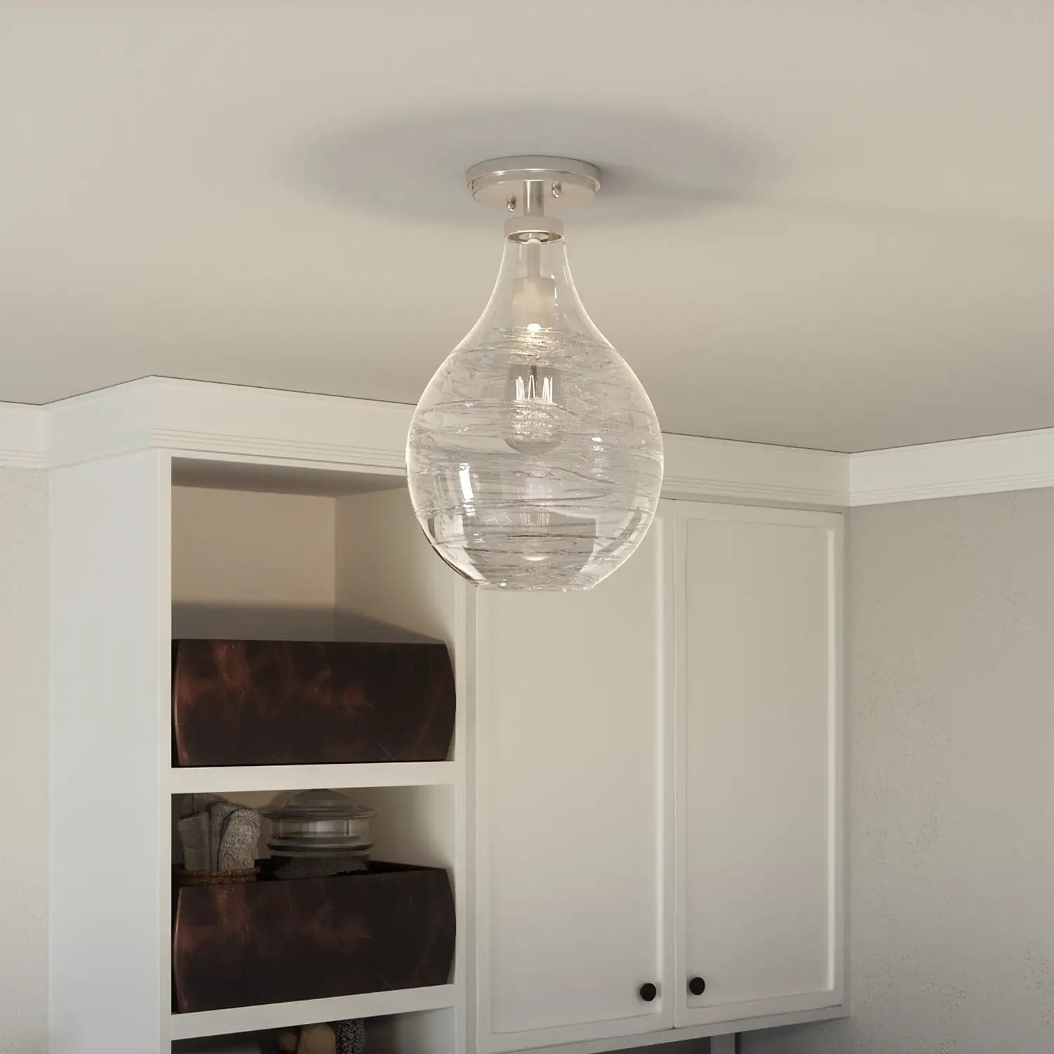 QUOIZEL, GENIE SEMI-FLUSH MOUNT, SEMI FLUSH MOUNT LIGHT