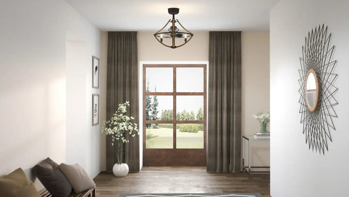 QUOIZEL, SHIRE FANDELIER, SEMI FLUSH MOUNT LIGHT