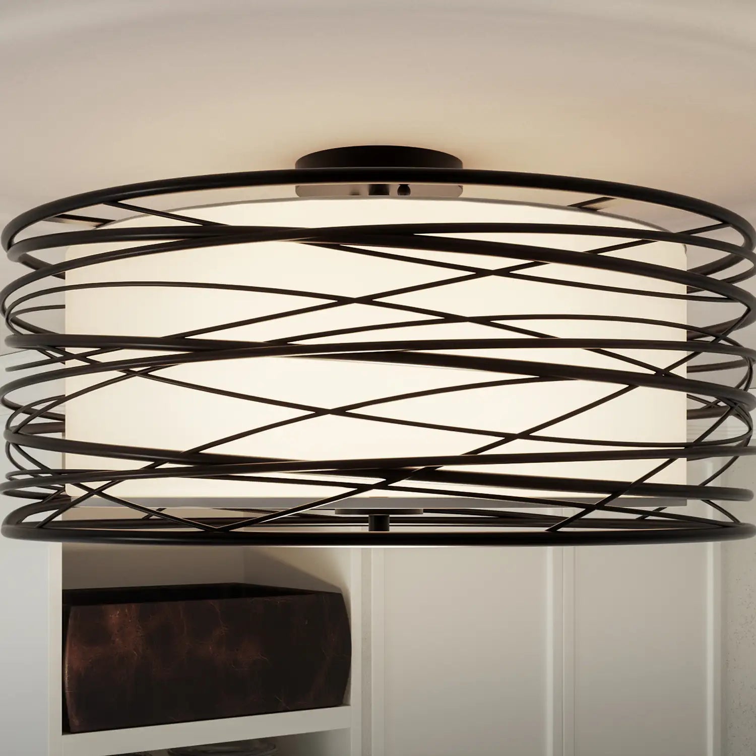QUOIZEL, SPIRAL SEMI-FLUSH MOUNT, SEMI FLUSH MOUNT LIGHT