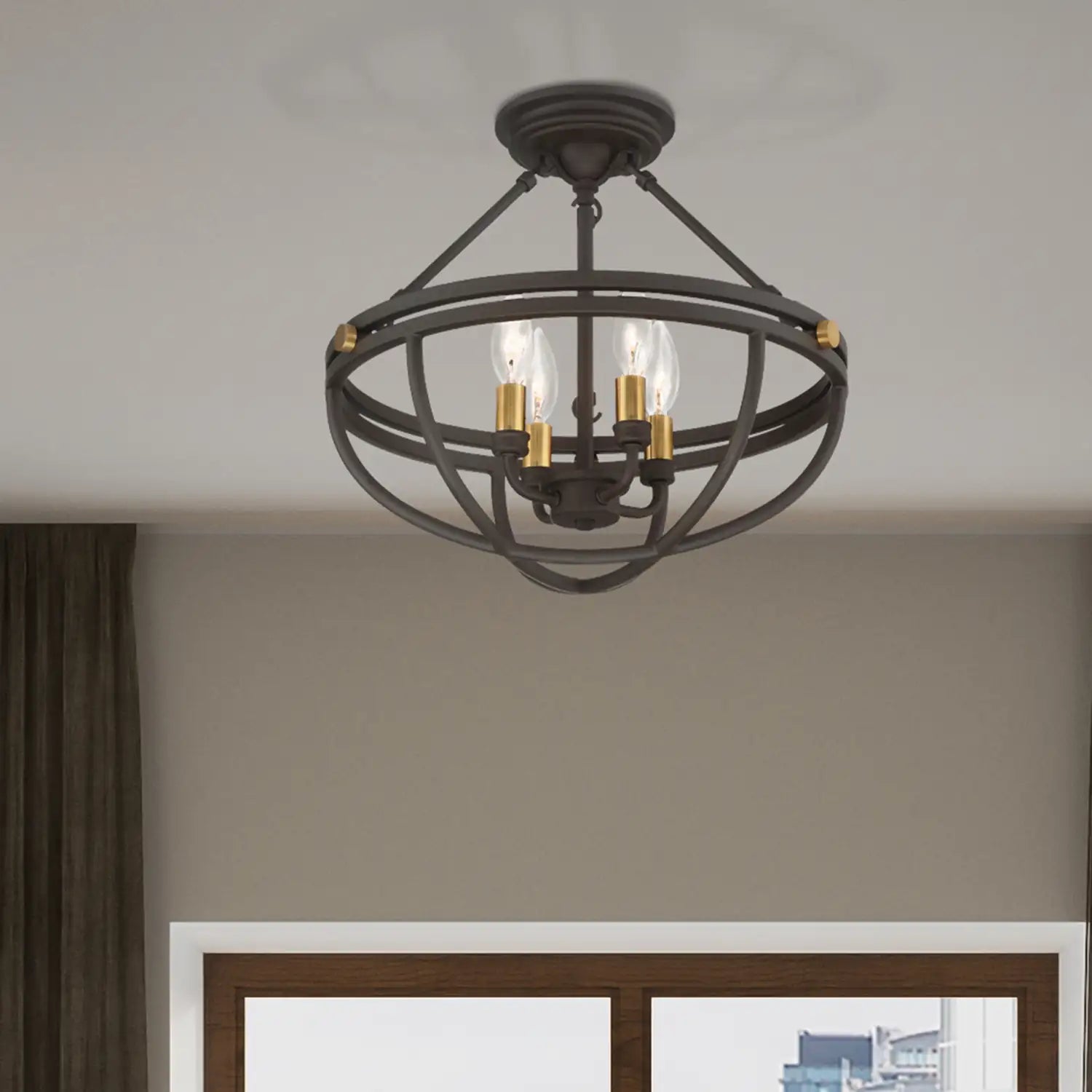 QUOIZEL, SERGEANT SEMI-FLUSH MOUNT, SEMI FLUSH MOUNT LIGHT
