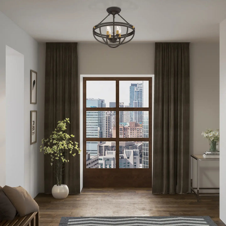 QUOIZEL, SERGEANT SEMI-FLUSH MOUNT, SEMI FLUSH MOUNT LIGHT
