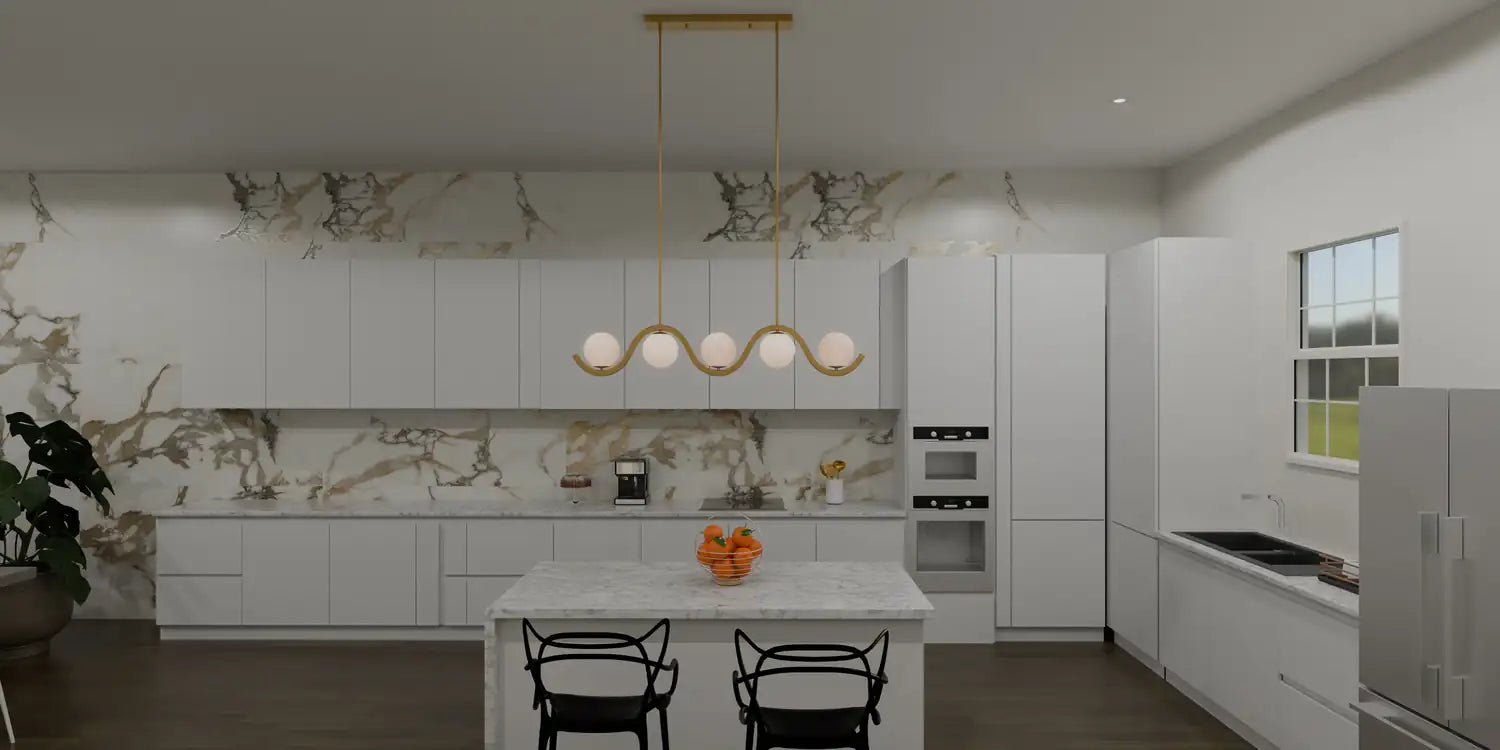 QUOIZEL, SPHERICAL ISLAND CHANDELIER, LINEAR LIGHT
