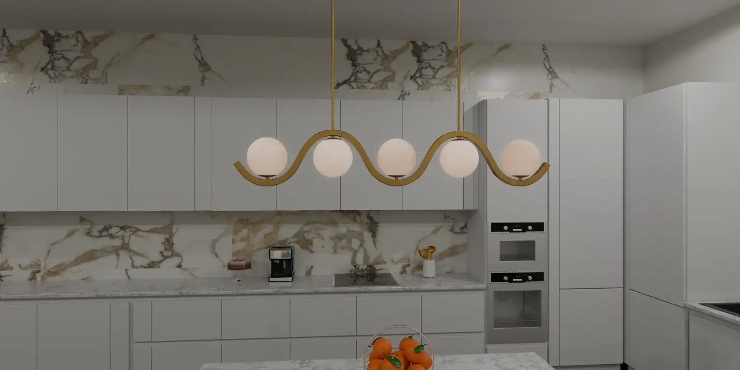 QUOIZEL, SPHERICAL ISLAND CHANDELIER, LINEAR LIGHT