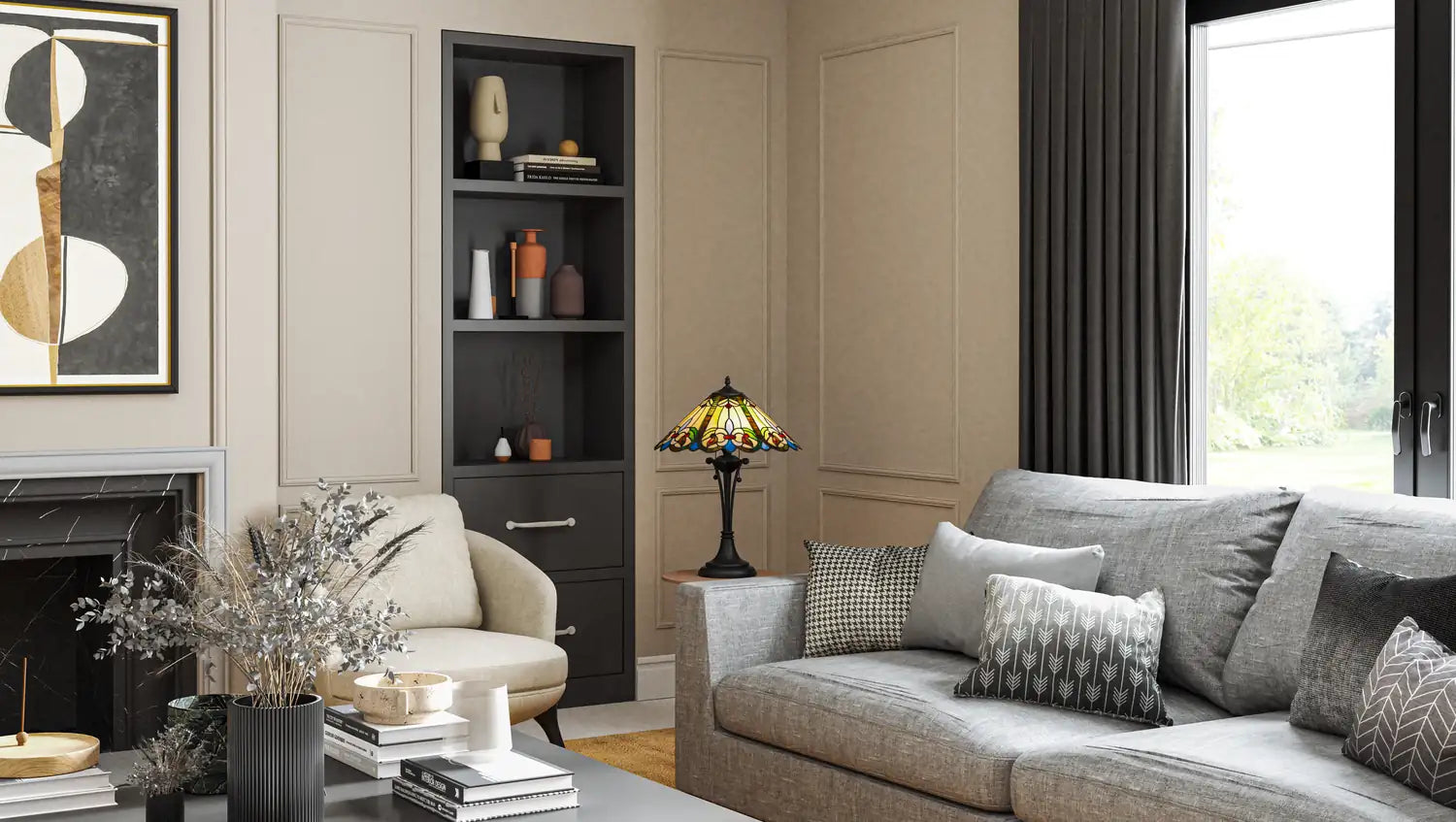 QUOIZEL, TIFFANY TABLE LAMP, TABLE LAMPS