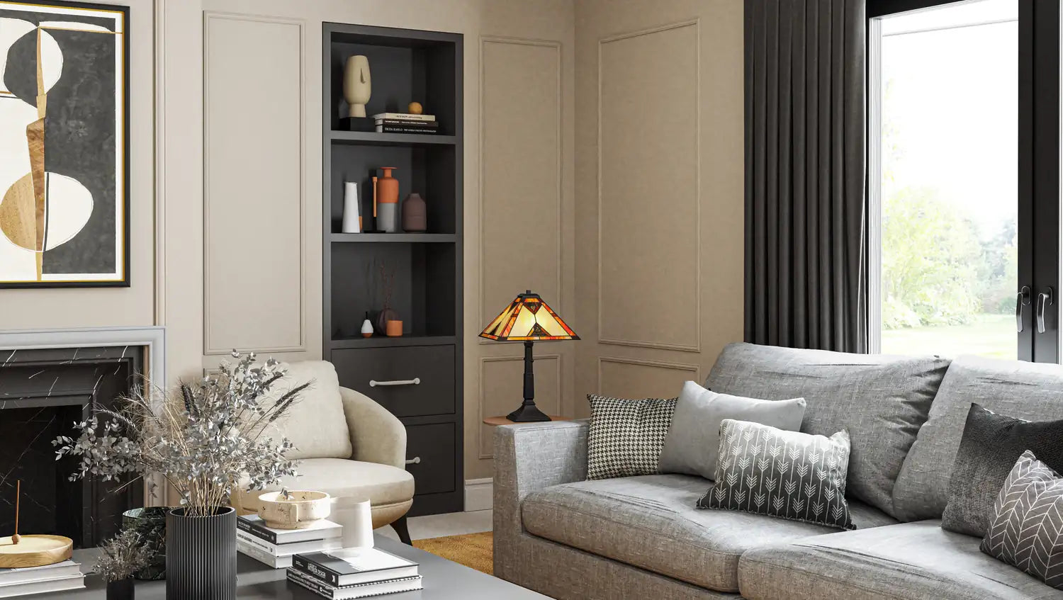 QUOIZEL, TIFFANY TABLE LAMP, TABLE LAMPS