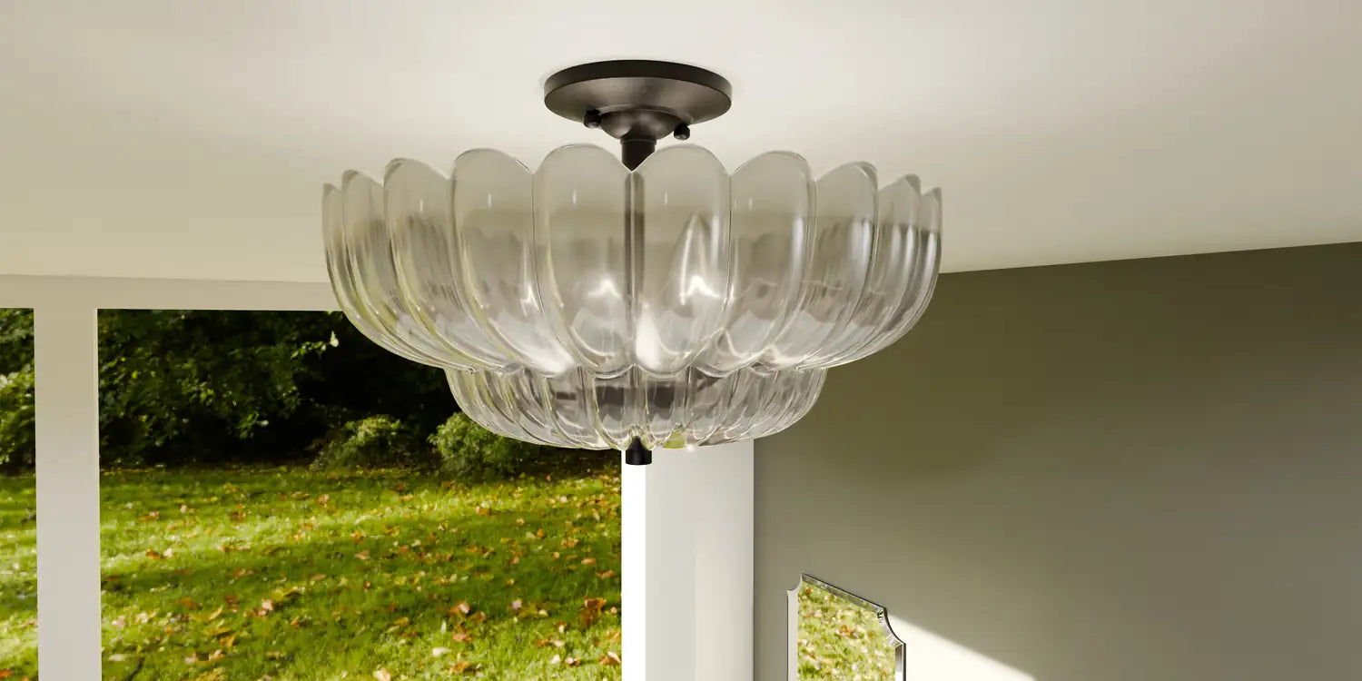 QUOIZEL, WHITECAP SEMI-FLUSH MOUNT, SEMI FLUSH MOUNT LIGHT