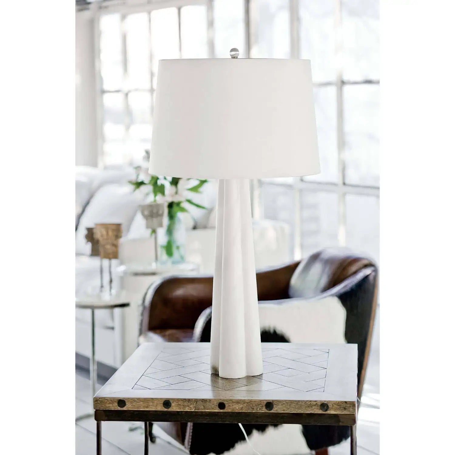 Regina Andrew, QUATREFOIL ALABASTER TABLE LAMP, TABLE LAMPS