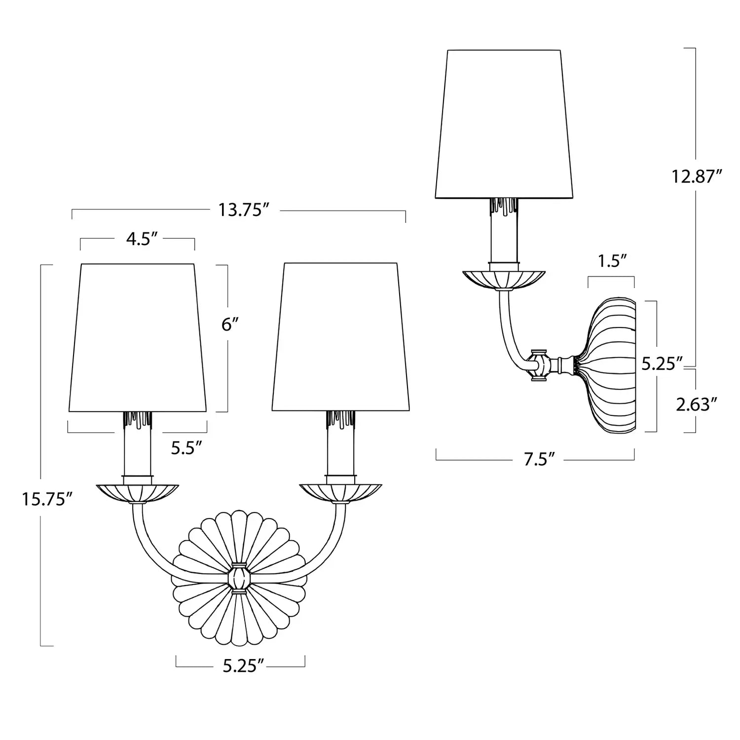 Regina Andrew, CLOVE SCONCE DOUBLE, WALL SCONCES