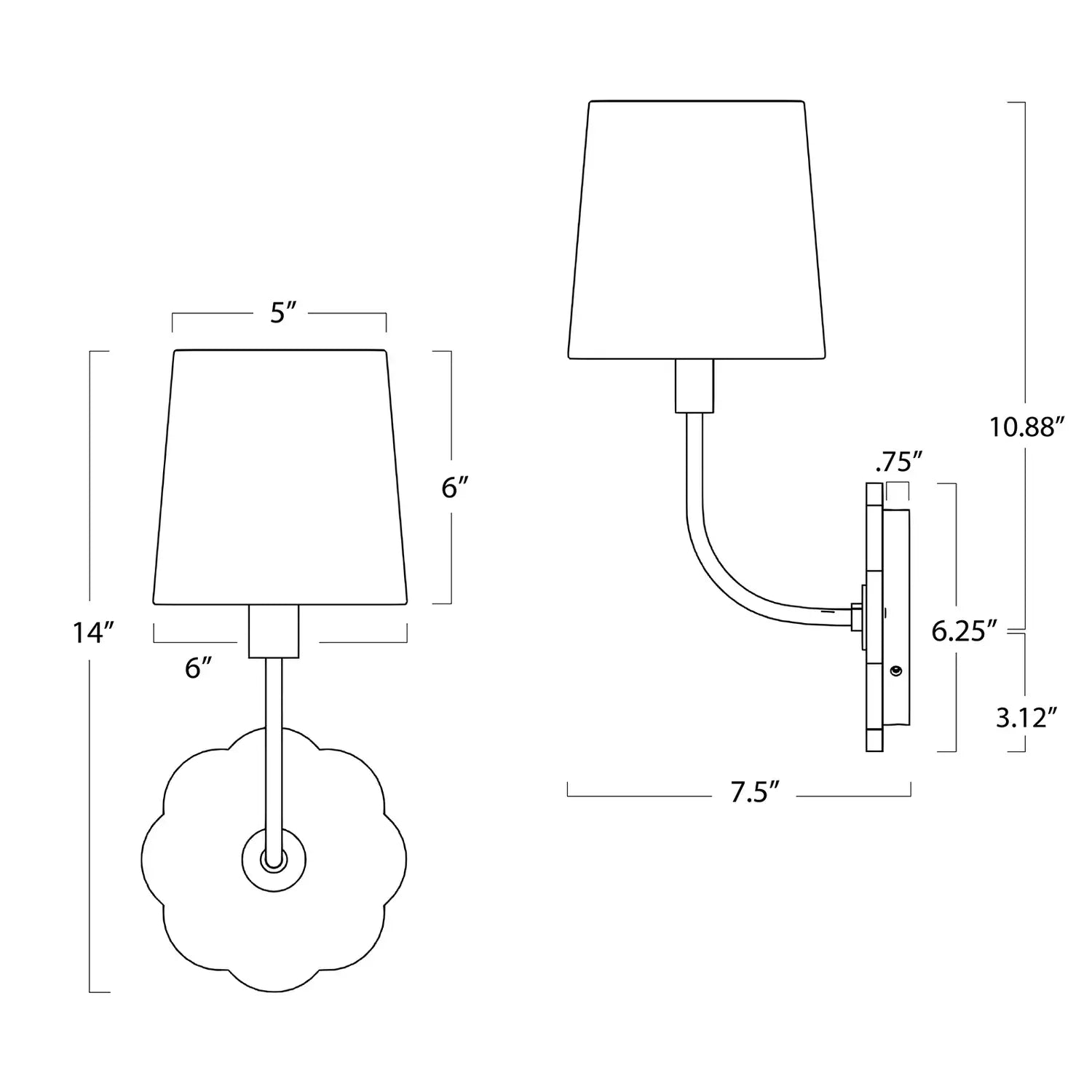 Regina Andrew, CAMILLA BENT ARM SCONCE, WALL SCONCES
