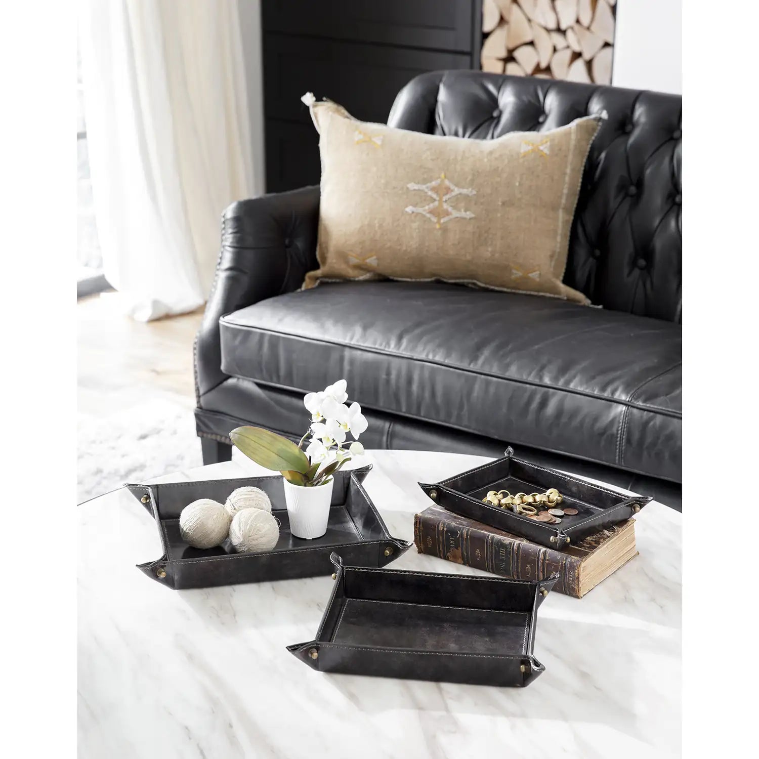 Regina Andrew DERBY LEATHER TRAY SET - Decorative Accents
