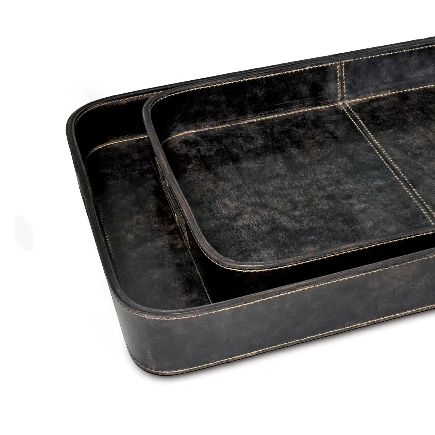 Regina Andrew DERBY RECTANGLE LEATHER TRAY SET - Decorative Accents