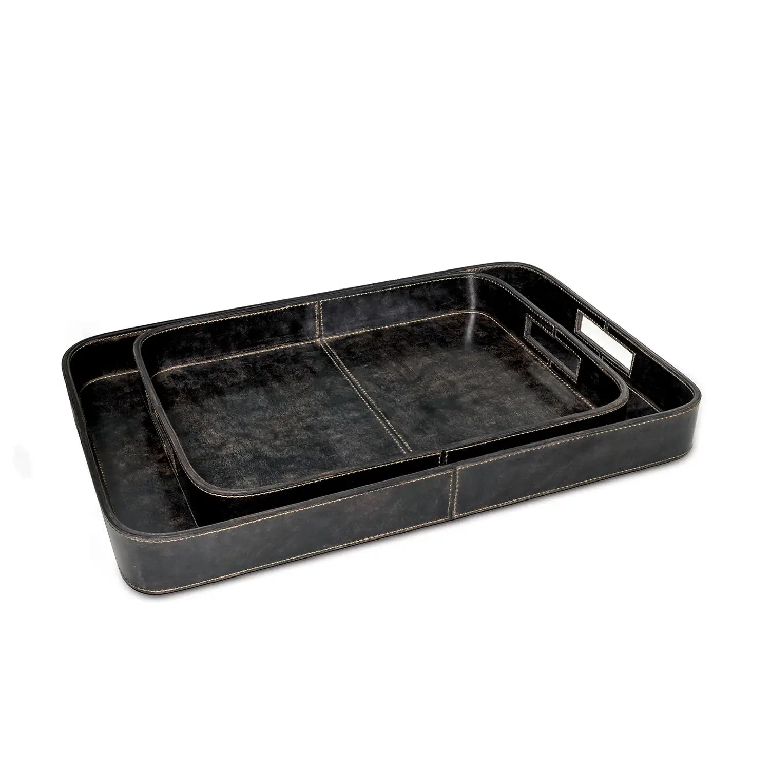 Regina Andrew DERBY RECTANGLE LEATHER TRAY SET - Decorative Accents