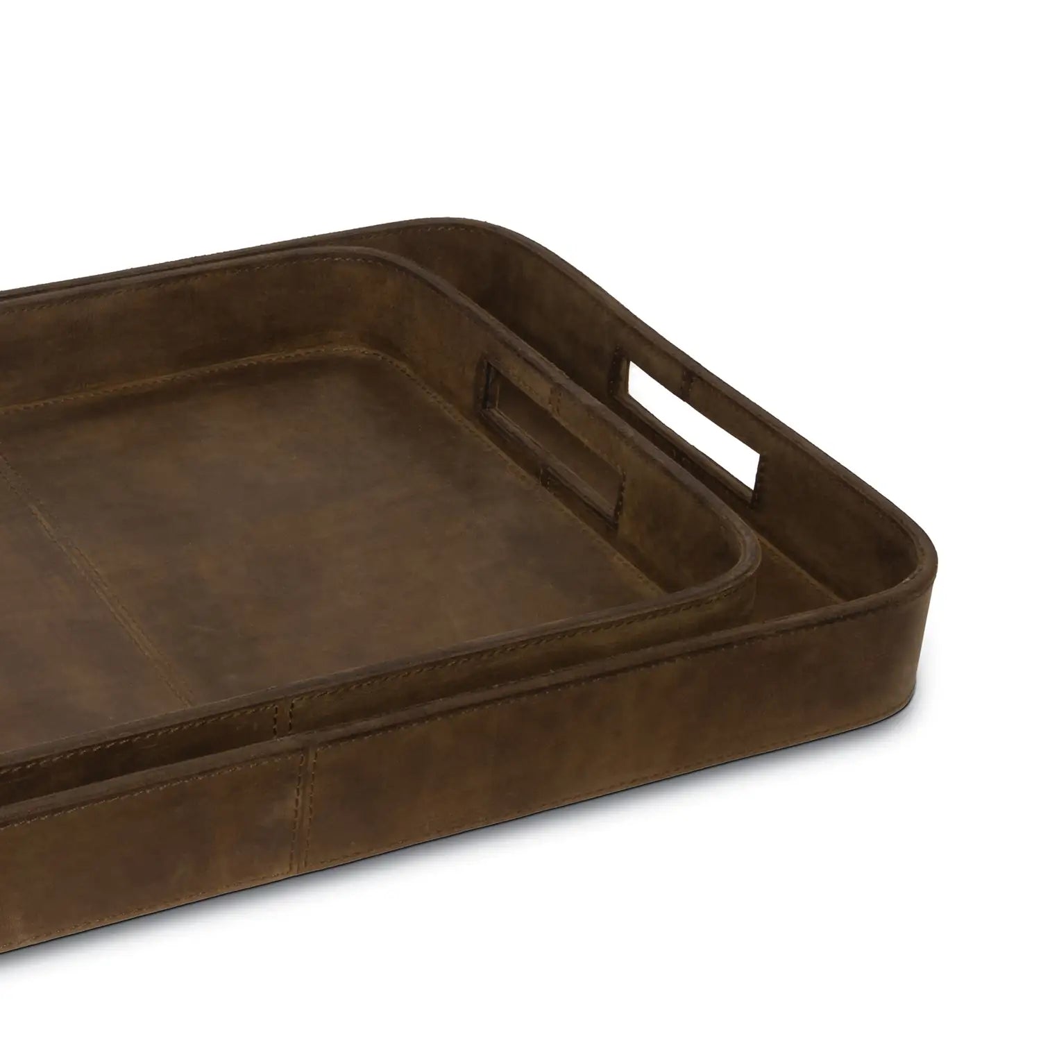Regina Andrew DERBY RECTANGLE LEATHER TRAY SET - Decorative Accents