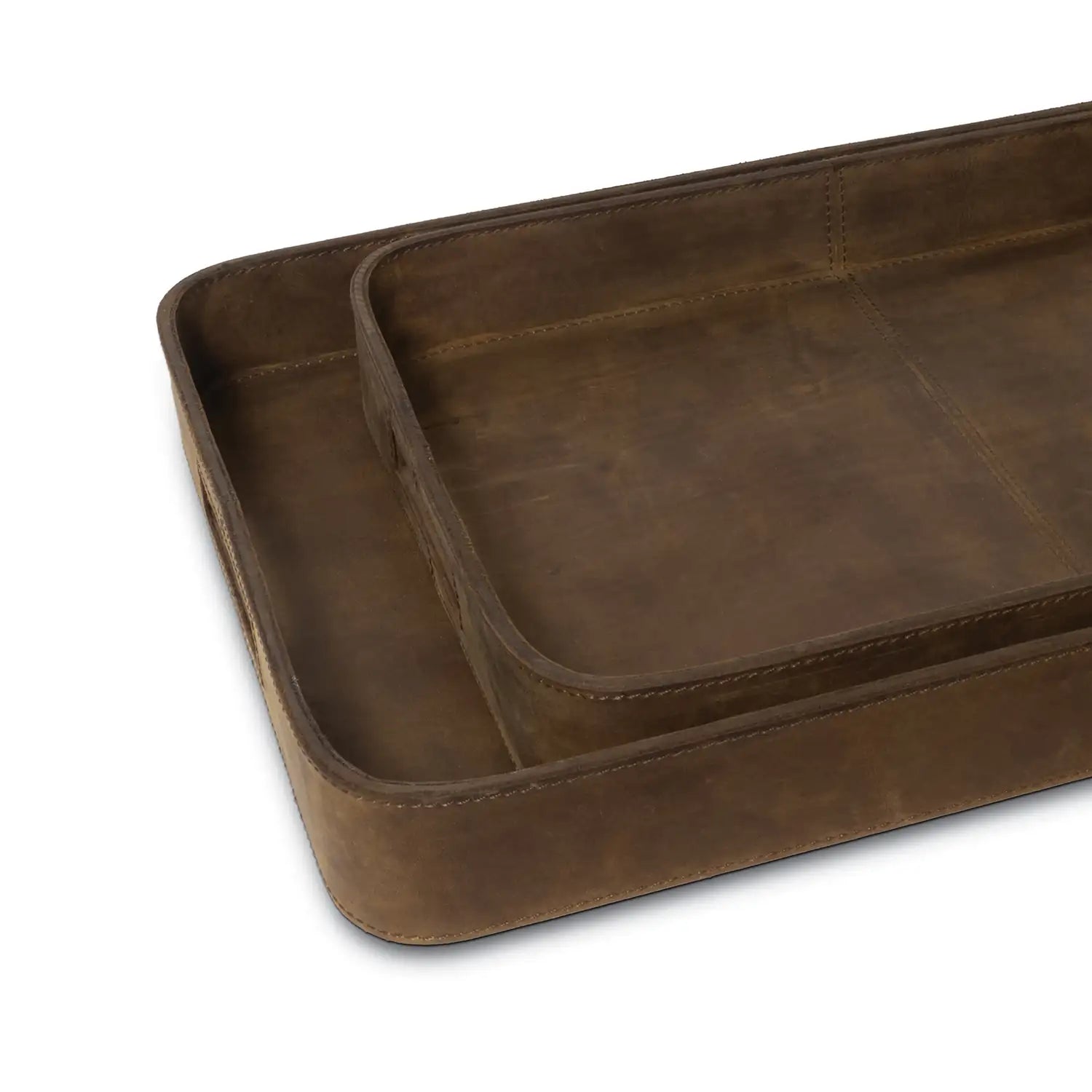 Regina Andrew DERBY RECTANGLE LEATHER TRAY SET - Decorative Accents