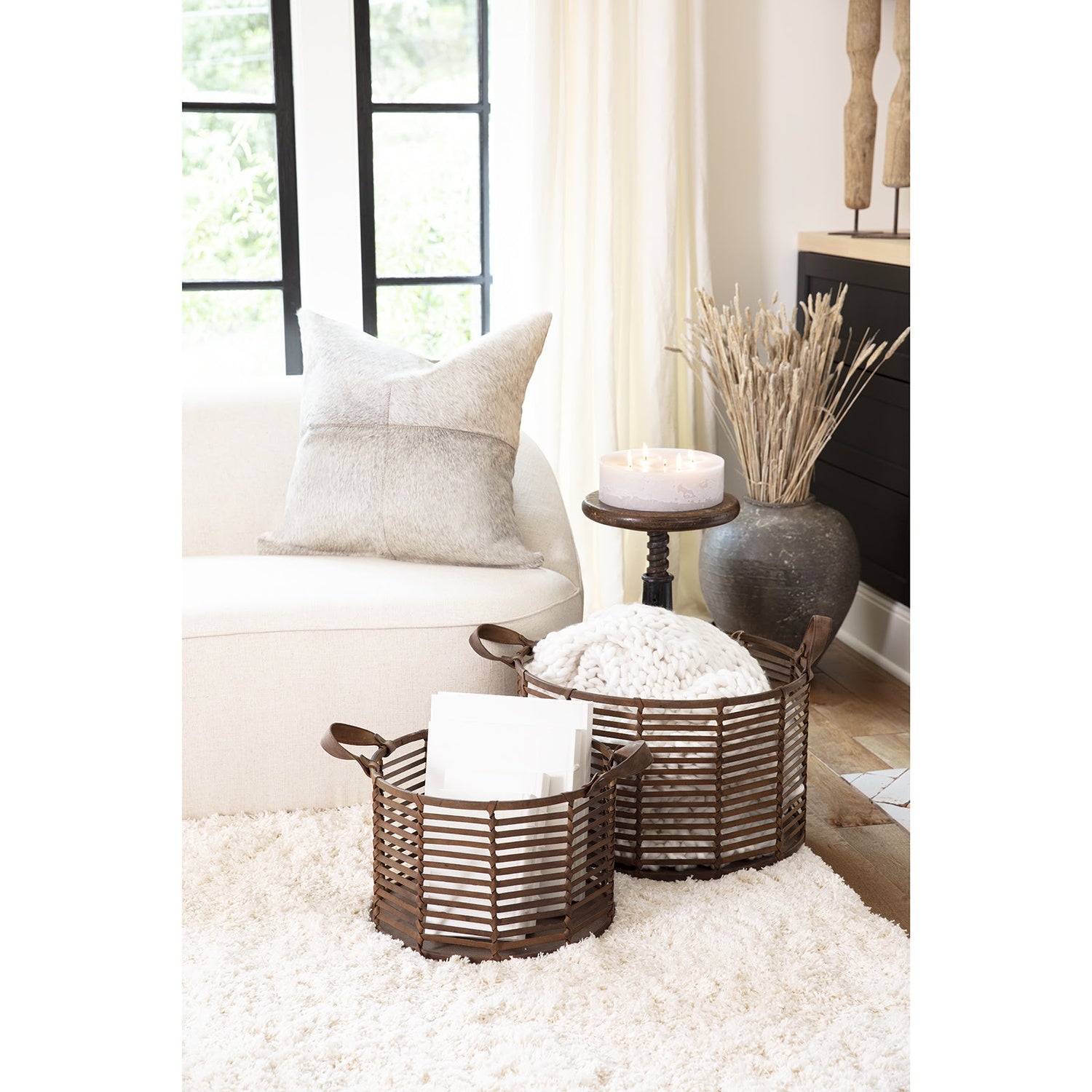 REGINA ANDREW FINN LEATHER BASKET - Decorative Accents