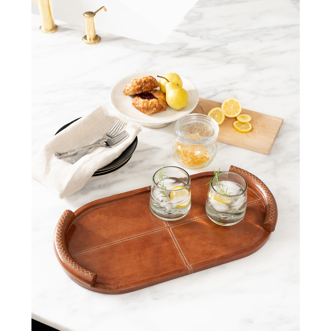 Regina Andrew FORTE LEATHER TRAY OVAL - Decorative Accents
