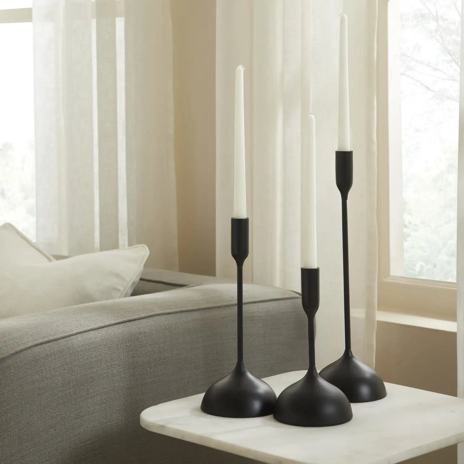 RENWIL CHAMBERS INDOOR ALUMINUM SET OF 3 TAPERED CANDLE HOLDER MATTE - Decorative Accents