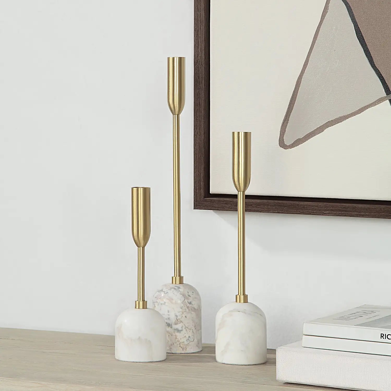 RENWIL MARCHESA INDOOR IRON SET OF 3 TAPERED CANDLE HOLDER SATIN - Decorative Accents
