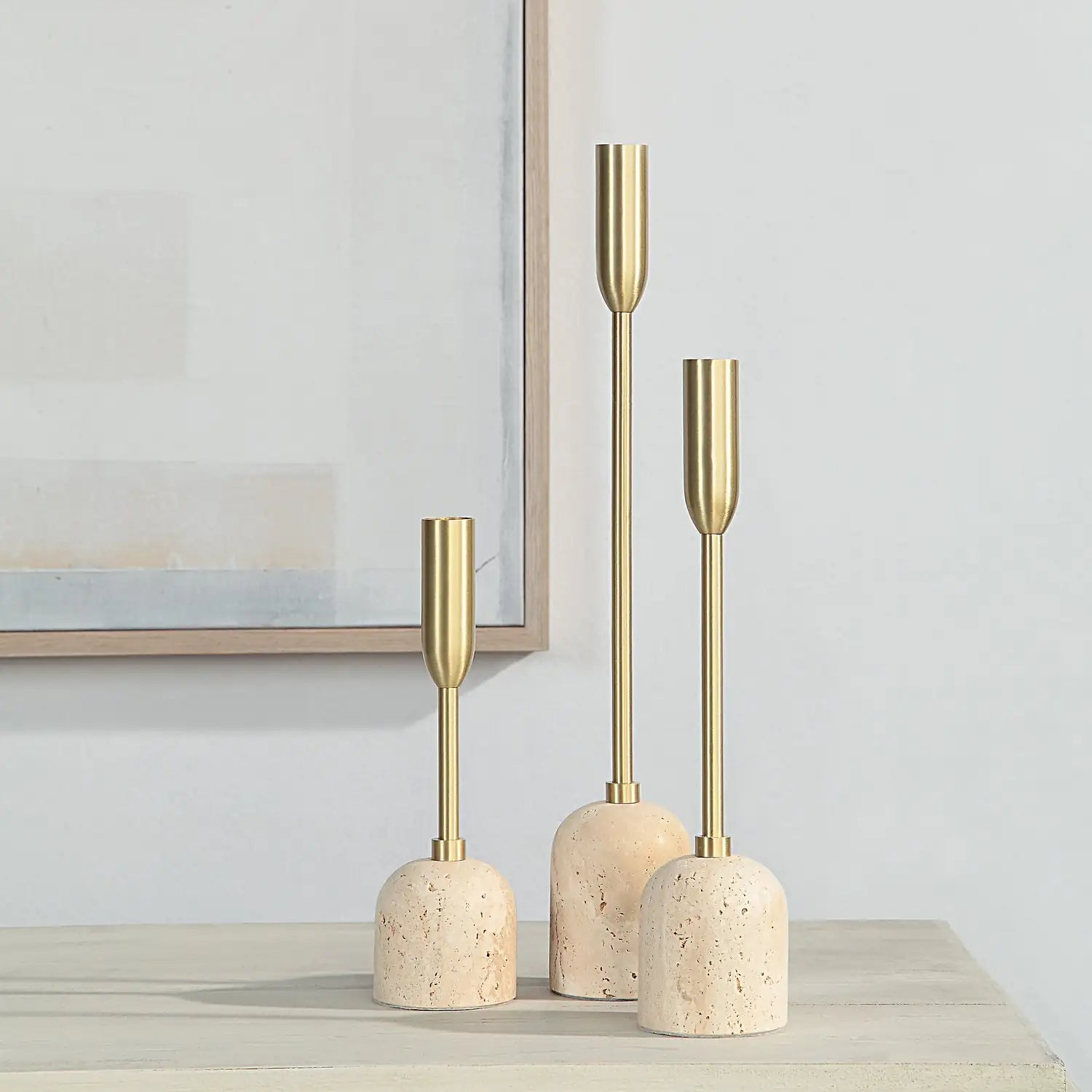 RENWIL VESTA INDOOR IRON SET OF 3 TAPERED CANDLE HOLDER SATIN - Decorative Accents