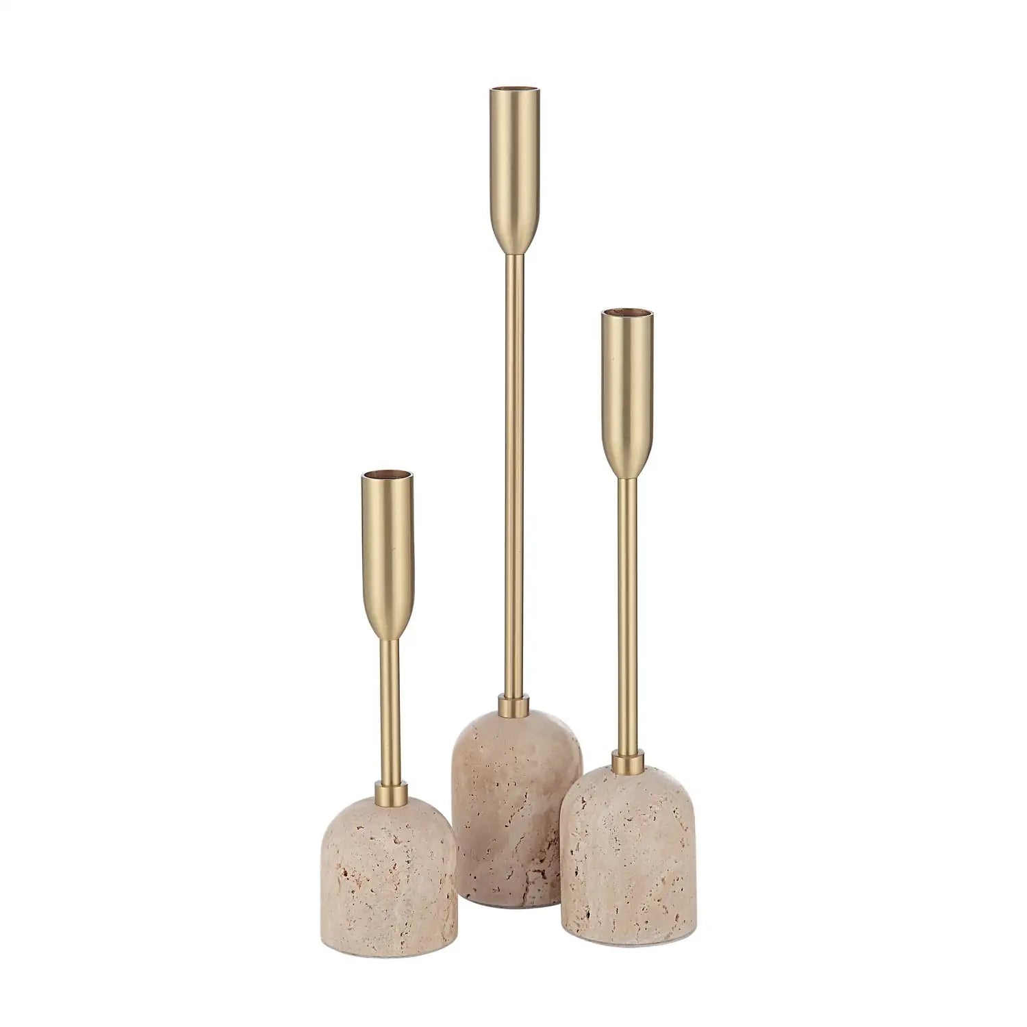 RENWIL VESTA INDOOR IRON SET OF 3 TAPERED CANDLE HOLDER SATIN - Decorative Accents