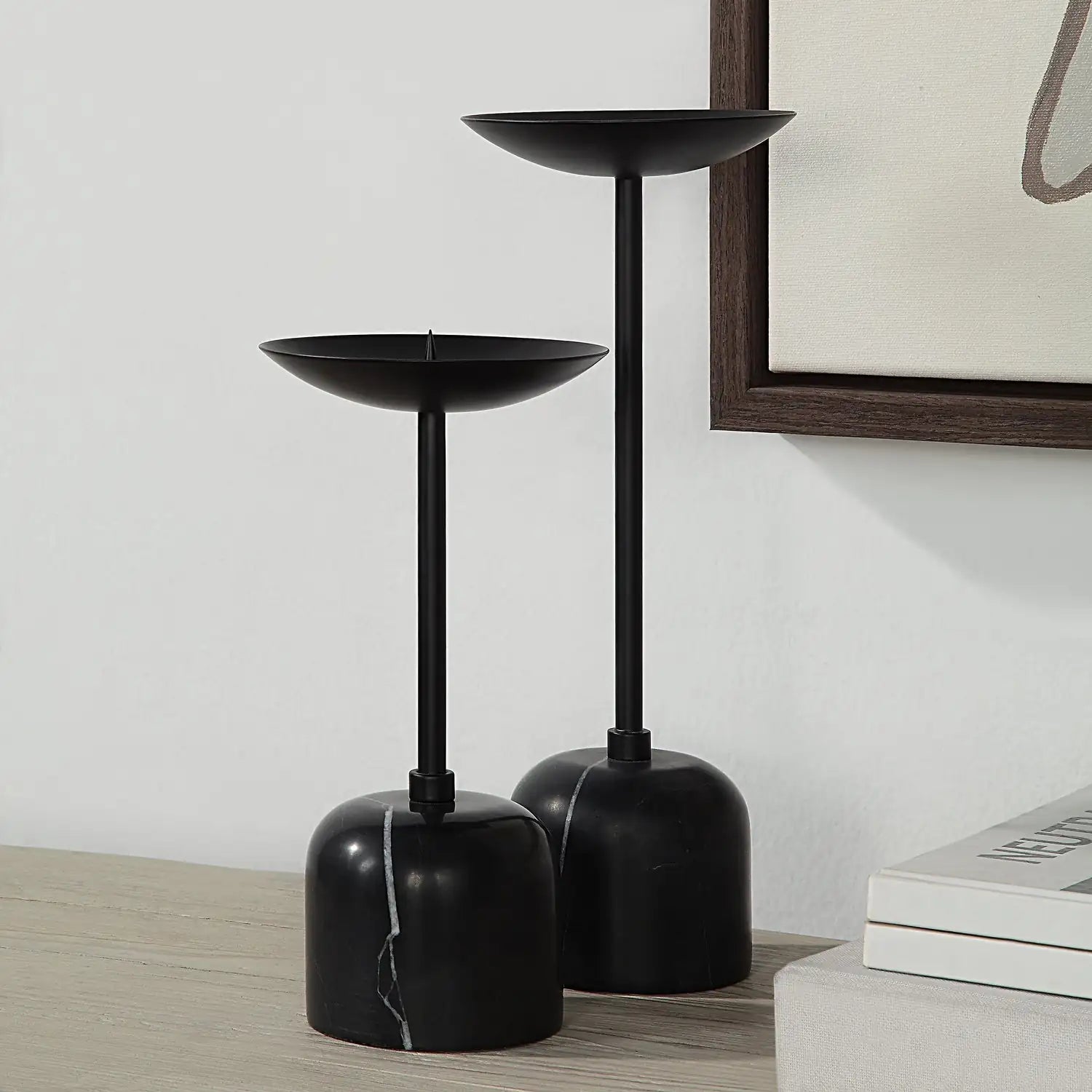 RENWIL UMA INDOOR IRON SET OF 2 PILLAR CANDLE HOLDER MATTE - Decorative Accents