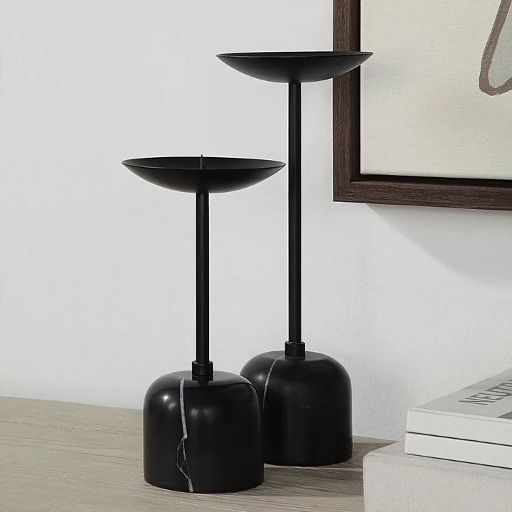 RENWIL UMA INDOOR IRON SET OF 2 PILLAR CANDLE HOLDER MATTE - Decorative Accents
