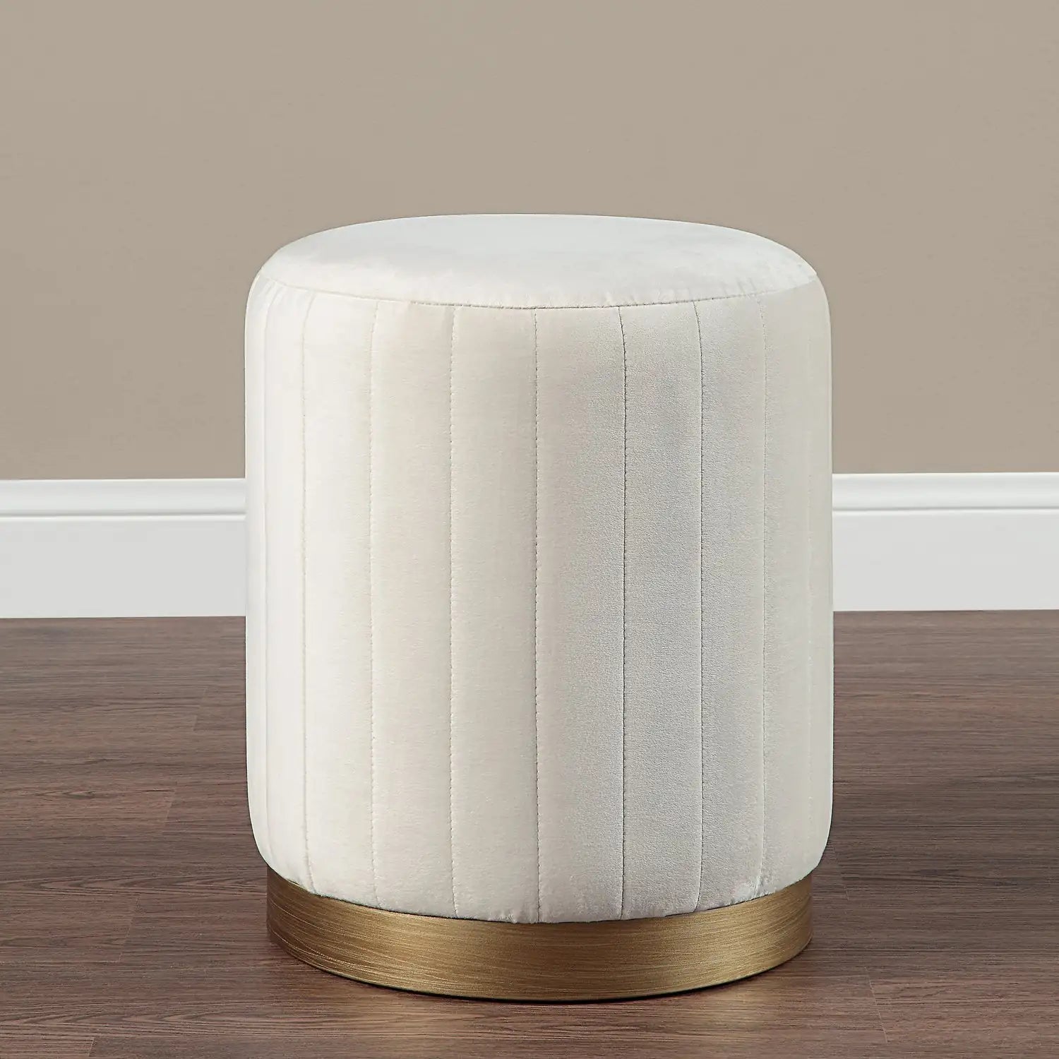 RENWIL BAYLOR INDOOR POLY-VELVET OTTOMAN OFF-WHITE - Benches, Ottoman, Stools