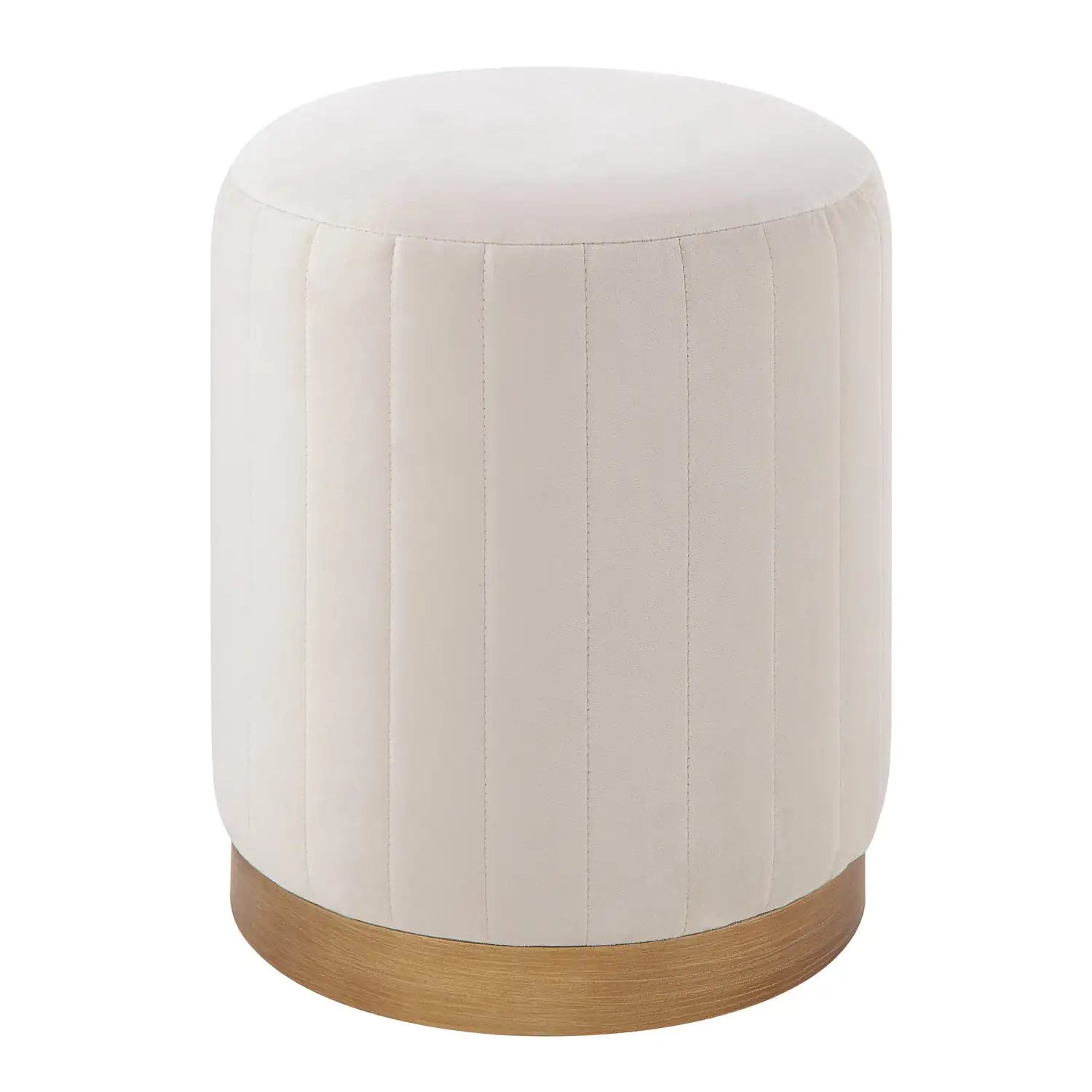 RENWIL BAYLOR INDOOR POLY-VELVET OTTOMAN OFF-WHITE - Benches, Ottoman, Stools