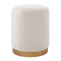 RENWIL BAYLOR INDOOR POLY-VELVET OTTOMAN OFF-WHITE - Benches, Ottoman, Stools