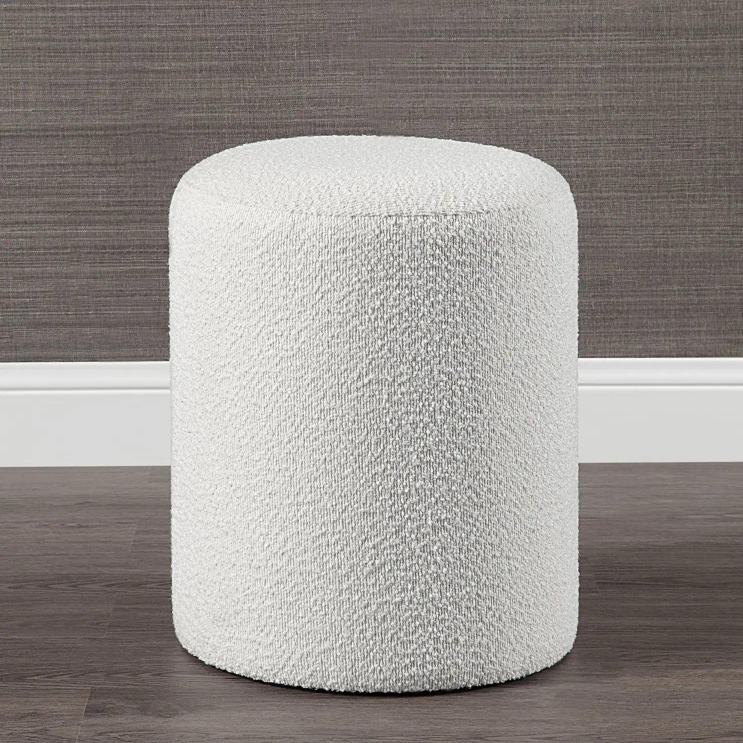 RENWIL CORBIN INDOOR BOUCLE OTTOMAN OFF-WHITE - Benches, Ottoman, Stools