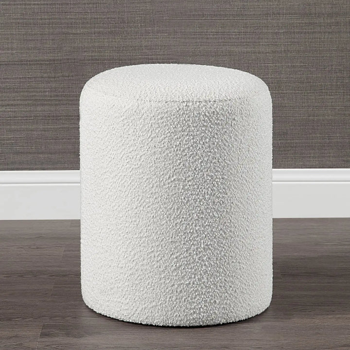 RENWIL CORBIN INDOOR BOUCLE OTTOMAN OFF-WHITE - Benches, Ottoman, Stools