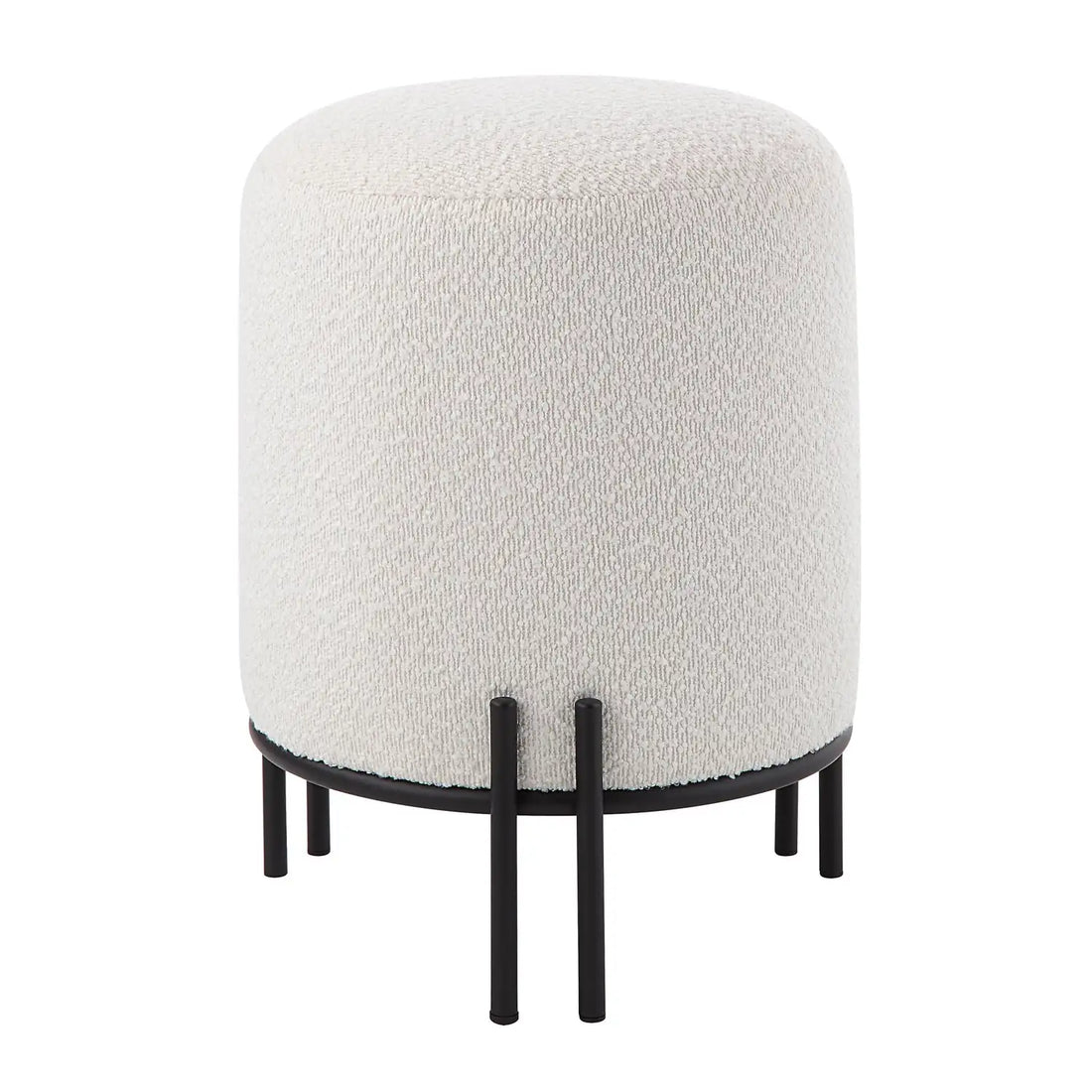 RENWIL CYNTHIA INDOOR BOUCLE OTTOMAN OFF-WHITE - Benches, Ottoman, Stools