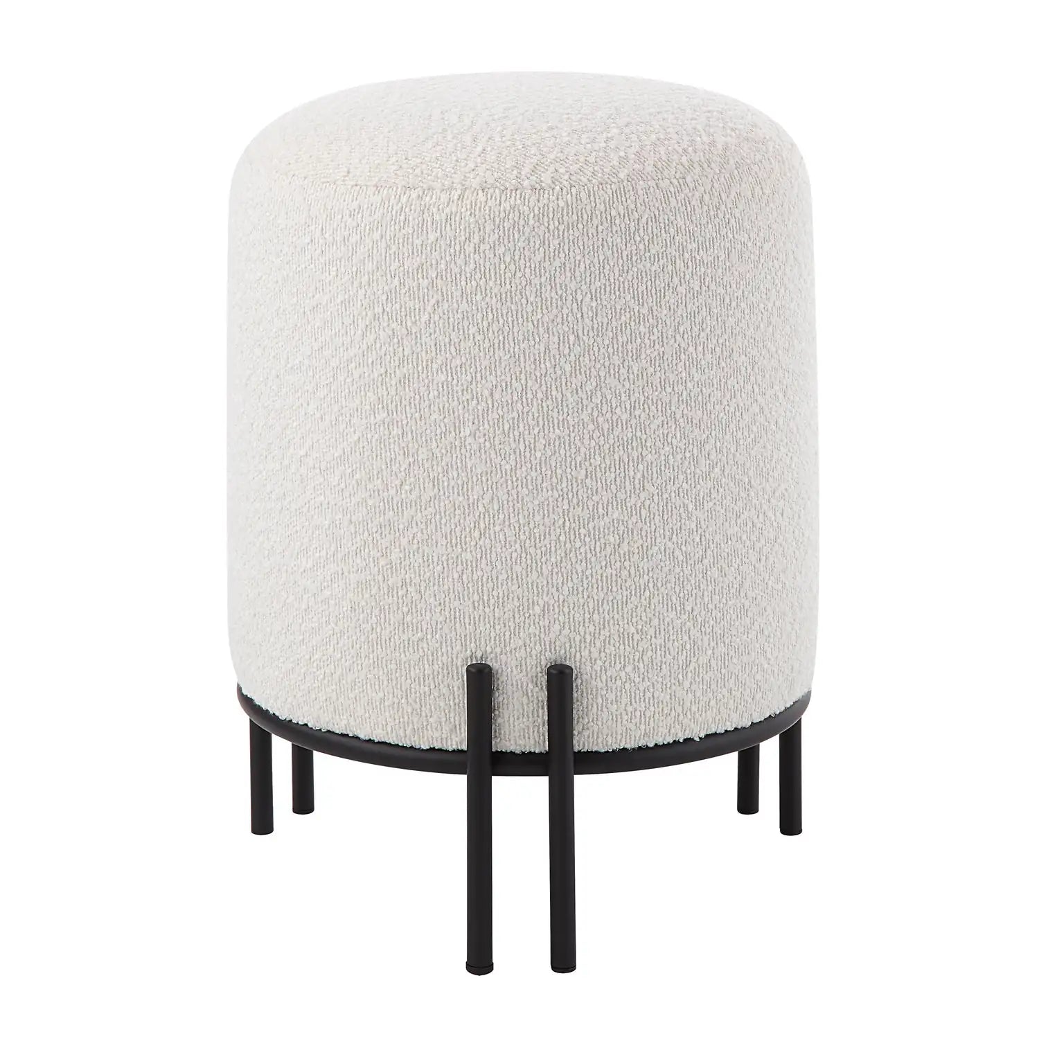 RENWIL CYNTHIA INDOOR BOUCLE OTTOMAN OFF-WHITE - Benches, Ottoman, Stools