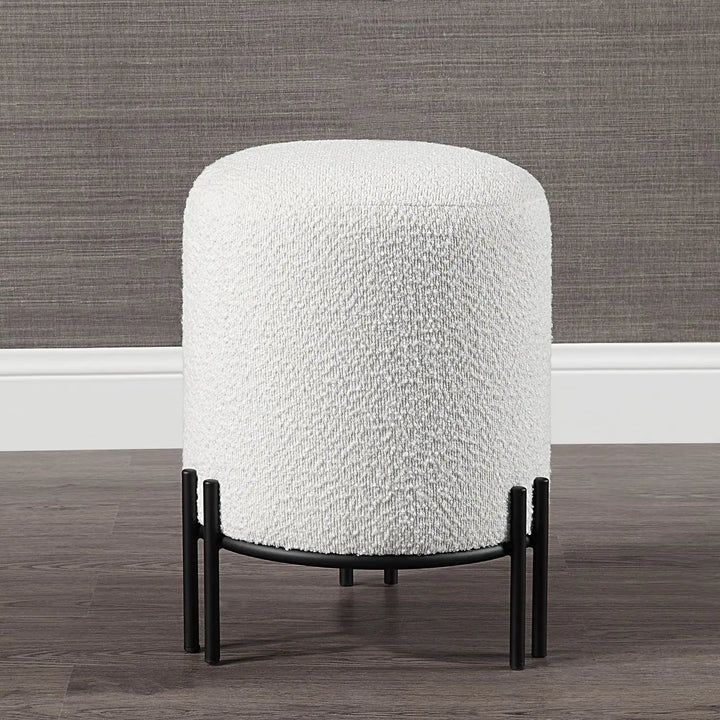 RENWIL CYNTHIA INDOOR BOUCLE OTTOMAN OFF-WHITE - Benches, Ottoman, Stools